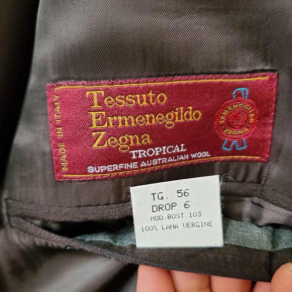 ERMENEGILDO ZEGNA Men's 100% Wool Brown Blue Stripped 3 Button Blazer sz 56 - Picture 6 of 11